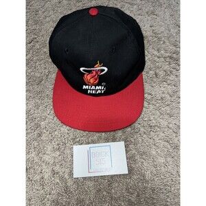 Vintage YOUTH 90s Logo Miami Heat NBA Basketball Snapback Hat One Size Good cond